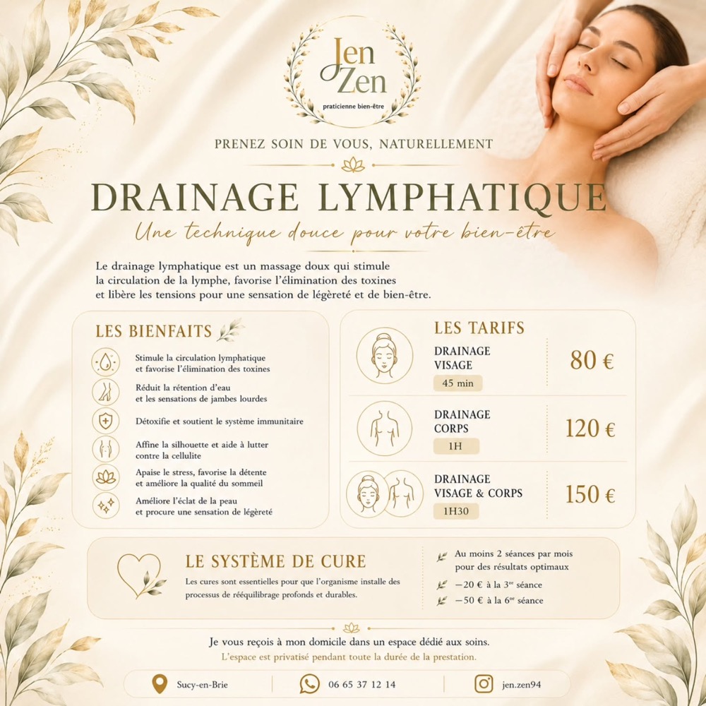 Affiche tarifaire drainage lymphatique