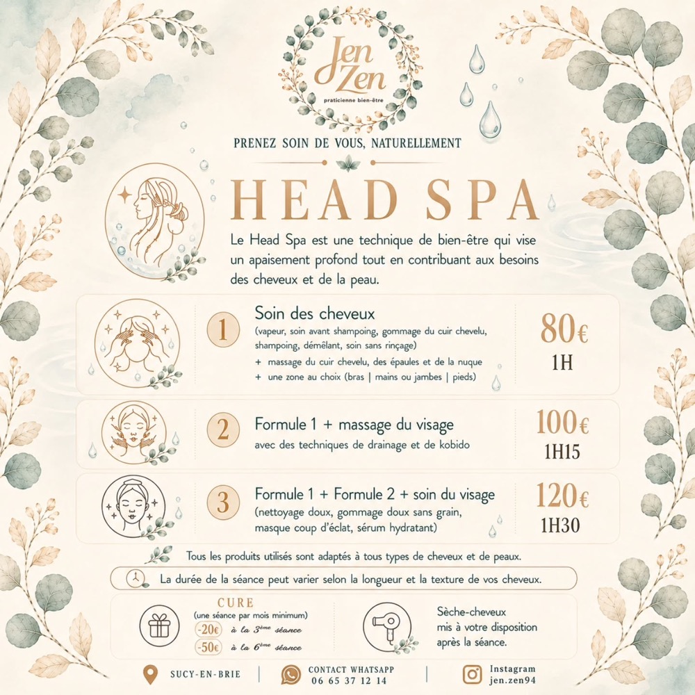 Affiche tarifaire Head spa