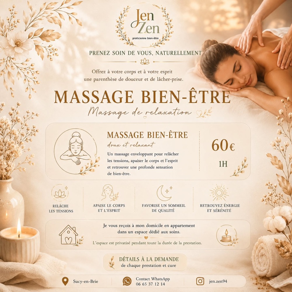 Affiche tarifaire massage bien-être